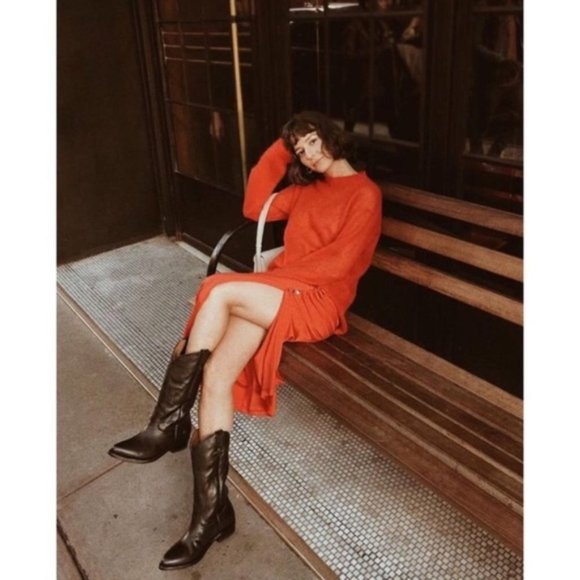 1980 Frye Vintage Red Leather Embroidered Heeled Western Fall/Summer Cowboy Boot - Picture 3 of 16